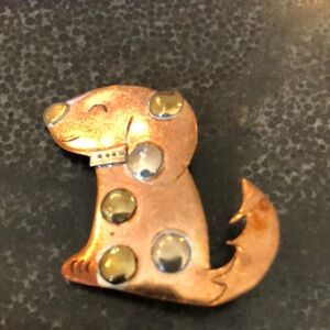 Vintage Copper Dog Brooch